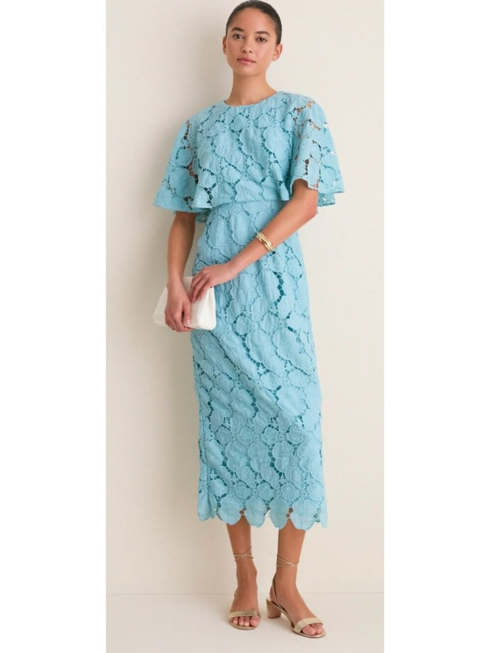 TUCKERNUCK Cameo Blue Eyelet Cape Leah Midi Dress Sz 8 New